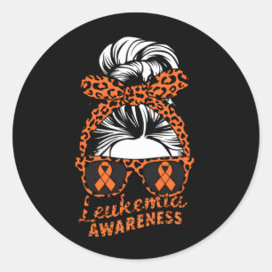 Leukaemia Cancer Awareness Leopard Scarf Girl Classic Round Sticker