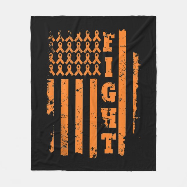 Leukaemia Cancer Awareness  Leukaemia Orange Ribbo Fleece Blanket (Front)