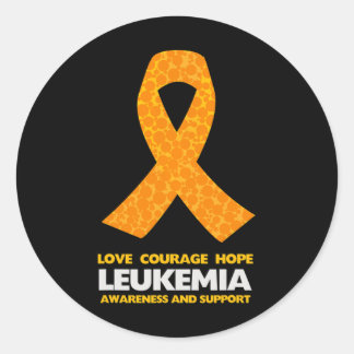 Leukaemia Cancer Awareness Orange Ribbon Classic Round Sticker