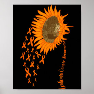 Leukaemia cancer awareness orange ribbon sunflower poster