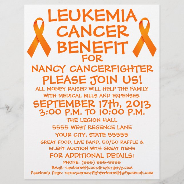 Leukaemia Cancer Benefit Flyer (Front)