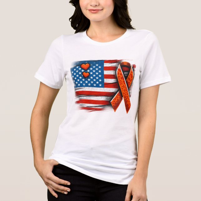 Leukaemia Cancer Flag Shirt, Independence Day Shir Tri-Blend Shirt (Front)