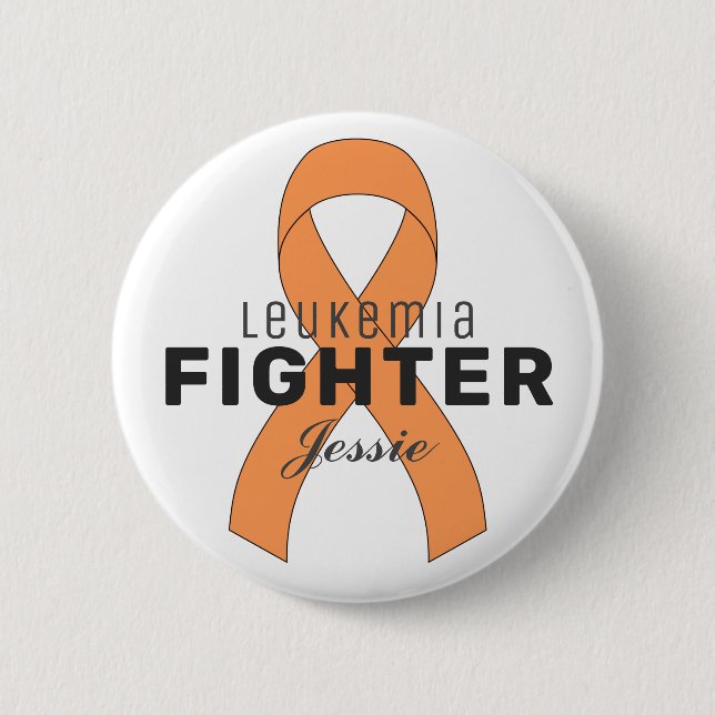 Leukaemia Cancer Ribbon White Button (Front)