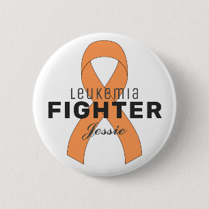 Leukaemia Cancer Ribbon White Button