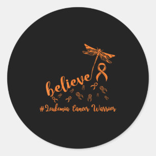 Leukaemia Cancer Warrior Dragonfly Believe Hope Classic Round Sticker