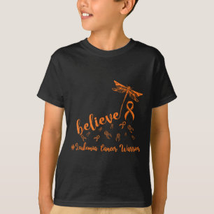 Leukaemia Cancer Warrior Dragonfly Believe Hope  T-Shirt