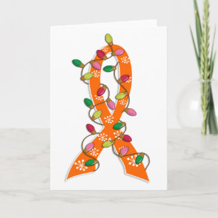 Leukaemia Christmas Lights Ribbon Holiday Card
