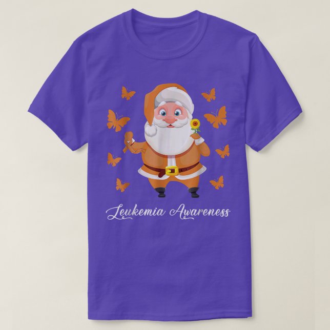 Leukaemia Christmas Santa Claus Leukaemia Butterfl T-Shirt (Design Front)