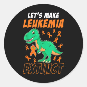 Leukaemia Dinosaur Orange Ribbon Haematologist Rep Classic Round Sticker