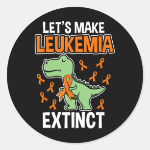 Leukaemia Dinosaur Orange Ribbon Haematologist Rep Classic Round Sticker