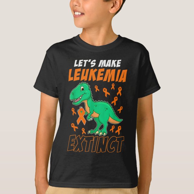 Leukaemia Dinosaur Orange Ribbon Haematologist Rep T-Shirt (Front)