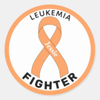 Leukaemia Fighter Ribbon White Round Sticker