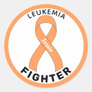 Leukaemia Fighter Ribbon White Round Sticker