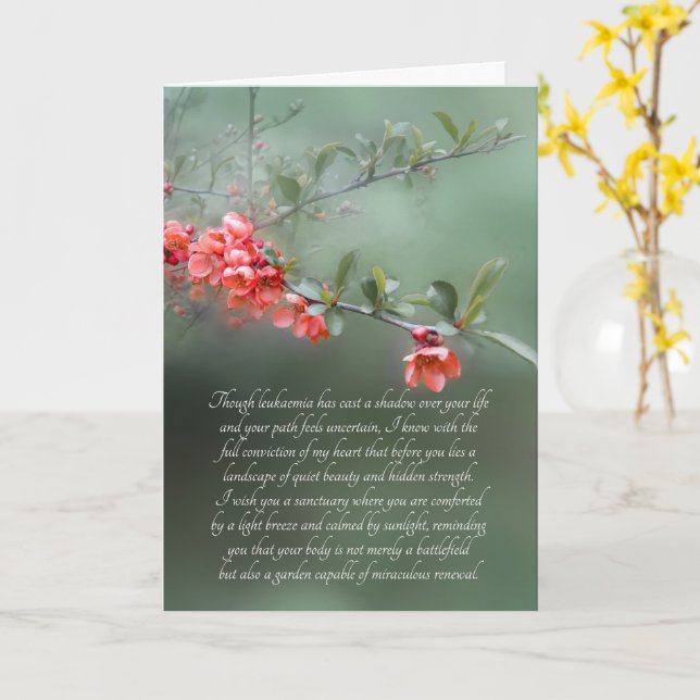 Leukaemia Get Well Quince Blossoms Card (Yellow Flower)