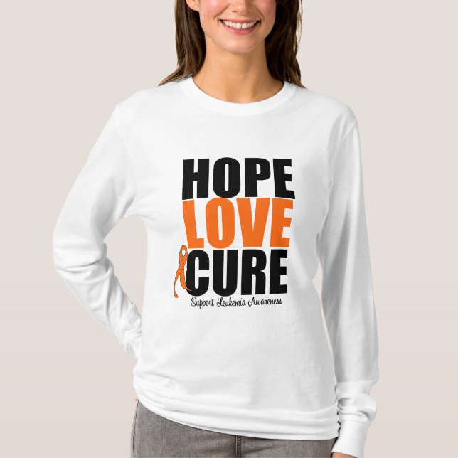 Leukaemia Hope Love Cure T-Shirt (Front)