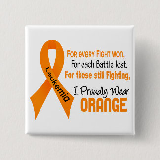 Leukaemia I Proudly Wear Orange 15 Cm Square Badge