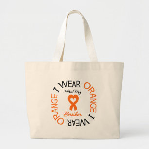Leukaemia I Wear Orange Heart Ribbon For My Large Tote Bag