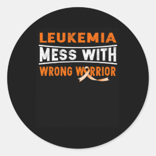 Leukaemia Mess With The Wrong Warrior Classic Round Sticker