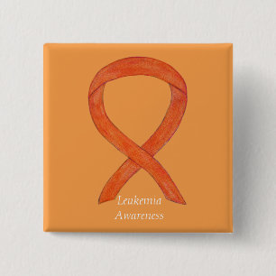 Leukaemia Orange Awareness Ribbon Custom Art Pins