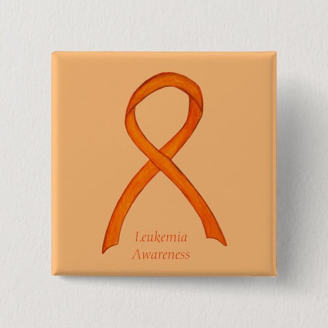 Leukaemia Orange Awareness Ribbon Custom Art Pins (Front)