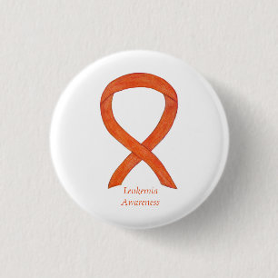 Leukaemia Orange Awareness Ribbon Custom Art Pins