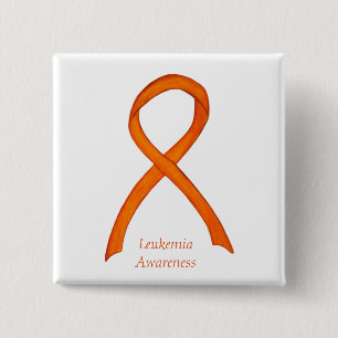 Leukaemia Orange Awareness Ribbon Custom Art Pins