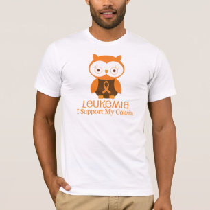 Leukaemia Orange Ribbon Owl  Cousin T-Shirt