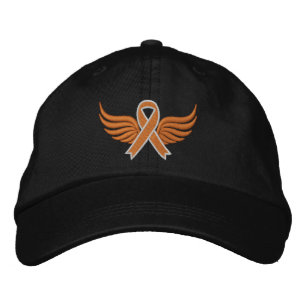 Leukaemia Orange Ribbon Wings Embroidered Hat