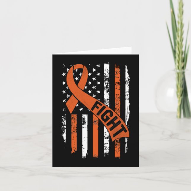 Leukaemia Ribbon Fight American Flag Leukaemia Awa Card (Front)