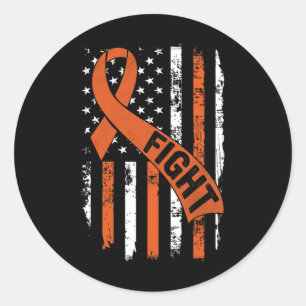 Leukaemia Ribbon Fight American Flag Leukaemia Awa Classic Round Sticker