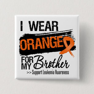 Leukaemia Ribbon For My Brother 15 Cm Square Badge