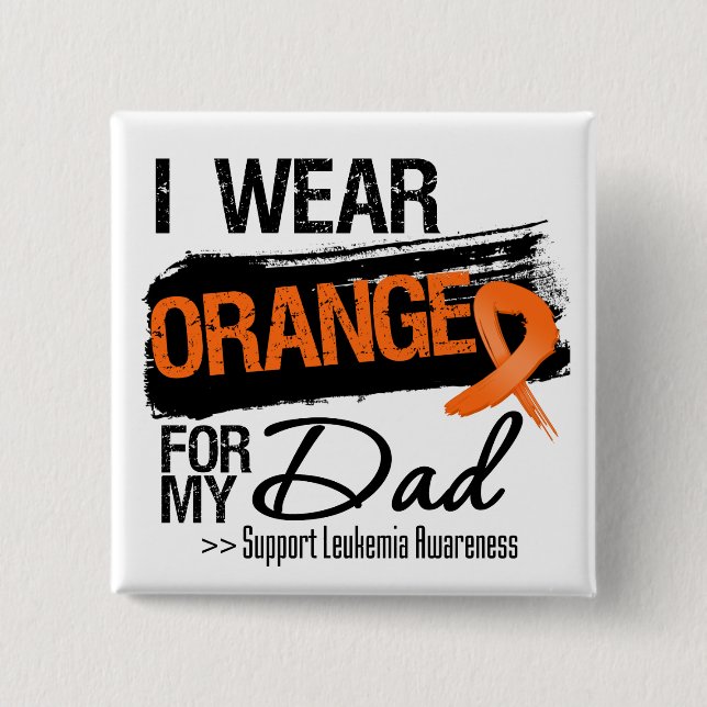 Leukaemia Ribbon For My Dad 15 Cm Square Badge (Front)