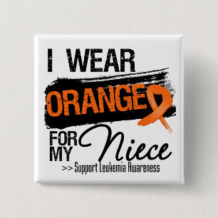 Leukaemia Ribbon For My Niece 15 Cm Square Badge