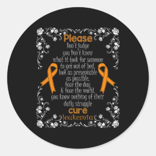 Leukaemia Support Leukaemia Awareness T Shirt  Classic Round Sticker
