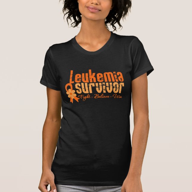 Leukaemia Survivor Flower Ribbon T-Shirt (Front)