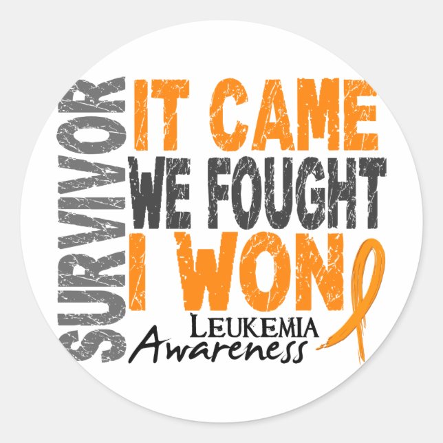 Leukaemia Survivor It Came We Fought I Won Classic Round Sticker (Front)