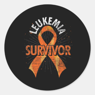Leukaemia Survivor Orange Ribbon Cancer Leukaemia  Classic Round Sticker