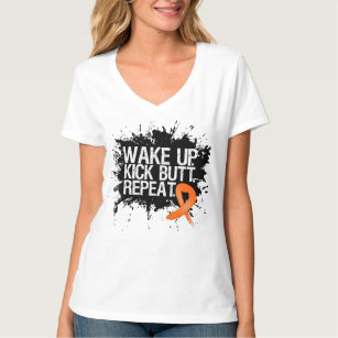 Leukaemia Wake Up Kick Butt Repeat T-Shirt