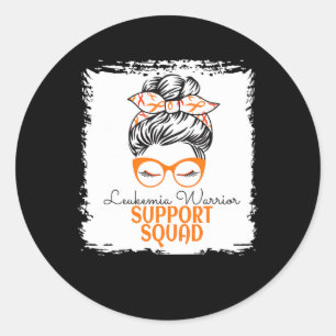 Leukaemia Warrior Awareness Support Messy Bun for  Classic Round Sticker