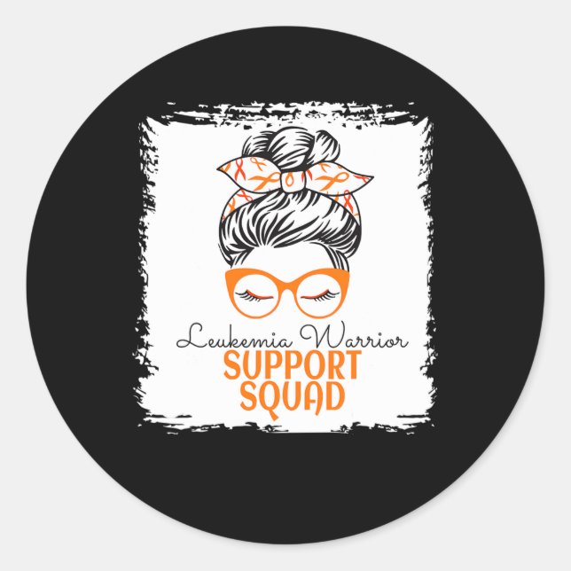 Leukaemia Warrior Awareness Support Messy Bun for  Classic Round Sticker (Front)