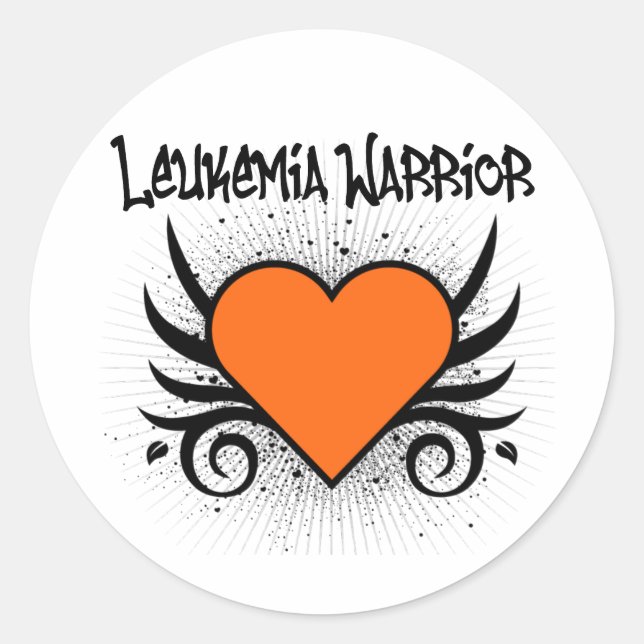 Leukaemia Warrior Heart Classic Round Sticker (Front)