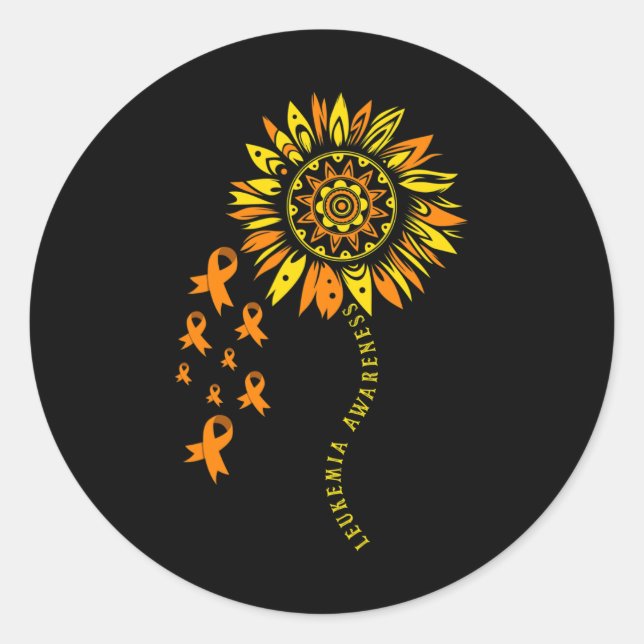 Leukaemia Warrior Orange Ribbon Flower Leukaemia A Classic Round Sticker (Front)