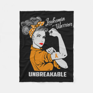Leukaemia Warrior Unbreakable Awareness Gift Comfo Fleece Blanket