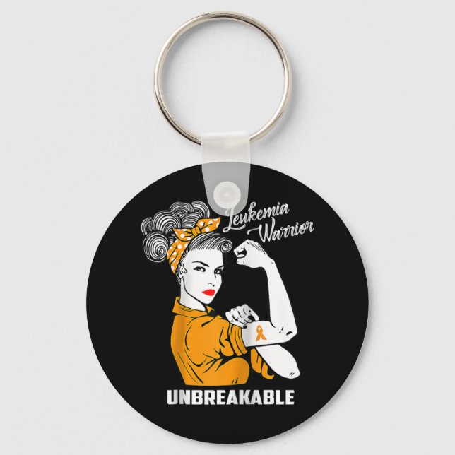 Leukaemia Warrior Unbreakable  Awareness Gift  Tee Key Ring (Front)