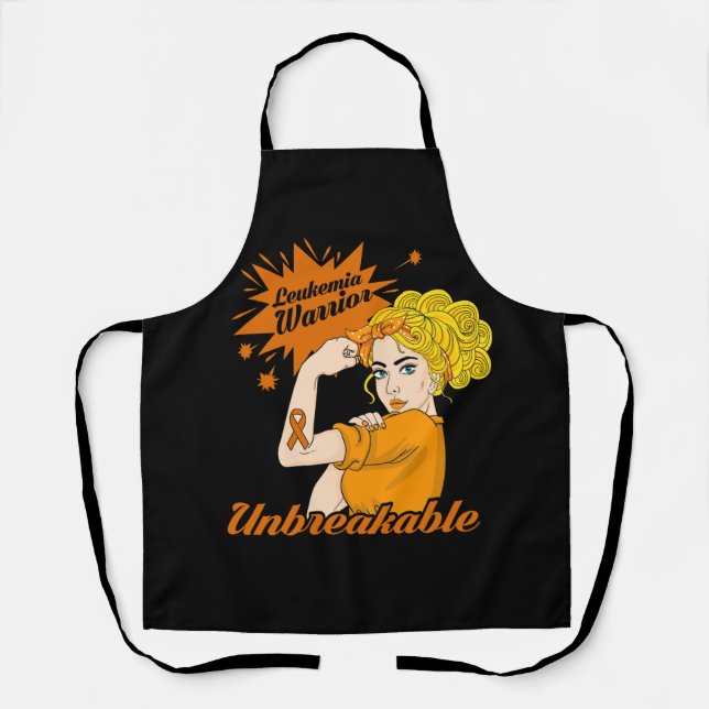 Leukaemia Warrior Unbreakable Awareness Strong Wom Apron (Front)