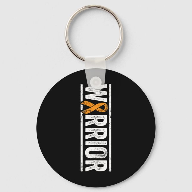 Leukaemia Warrior - Vertical Orange Cancer Awarene Key Ring (Front)