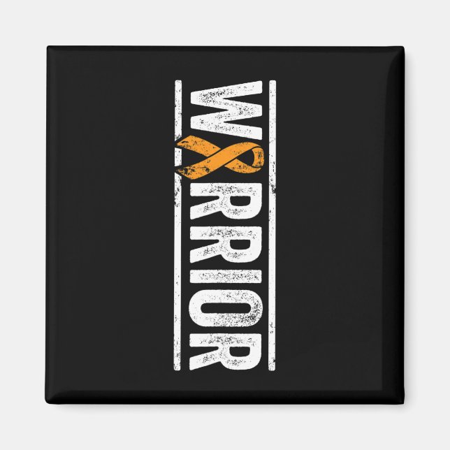 Leukaemia Warrior - Vertical Orange Cancer Awarene Magnet (Front)