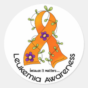 LEUKEMIA AWARENESS Flower Ribbon 1 Classic Round Sticker