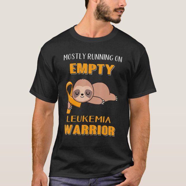 Leukemia Awareness Mostly Running On Empty Warrior T-Shirt (Front)