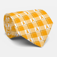 Leukemia Awareness Plaid Orange Ribbon